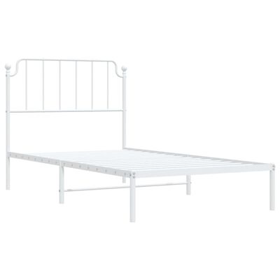 vidaXL Metal Bed Frame without Mattress with Headboard White 100x190 cm