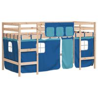 vidaXL Kids' Loft Bed with Curtains without Mattress Blue 80x200 cm