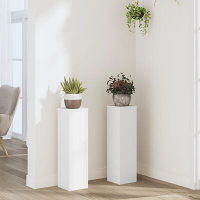 vidaXL Plant Stand 2pcs White 17x17x60 cm Engineered Wood