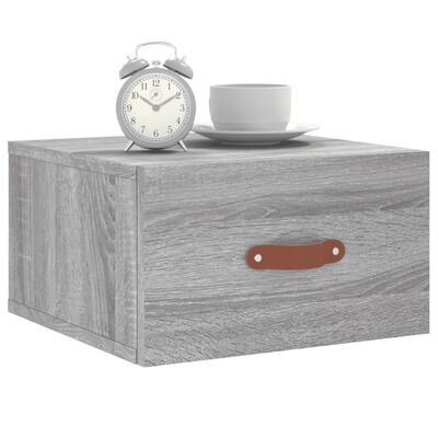 vidaXL Wall-mounted Bedside Cabinet Grey Sonoma 35x35x20 cm