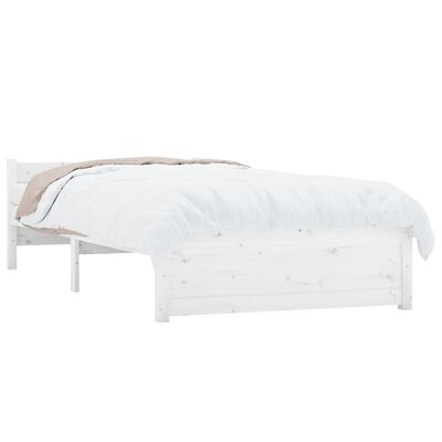 vidaXL Bed Frame without Mattress White Solid Wood 90x190 cm Single