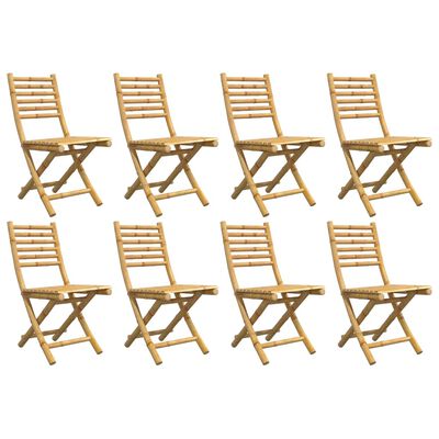 vidaXL Folding Garden Chairs 8 pcs 43x54x88 cm Bamboo