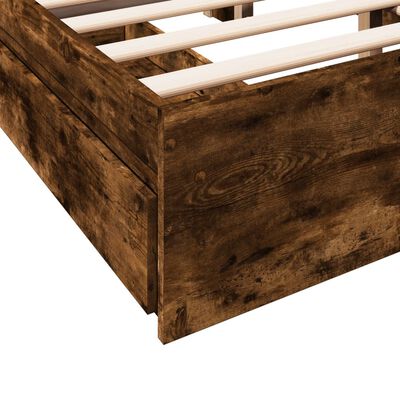 vidaXL Bed Frame with Drawers without Mattress Smoked Oak 140x200 cm