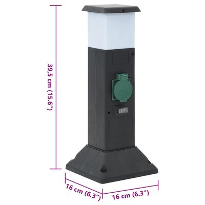 vidaXL Outdoor Socket Column with Lamp and Spike 2-Way 16x16x39.5 cm