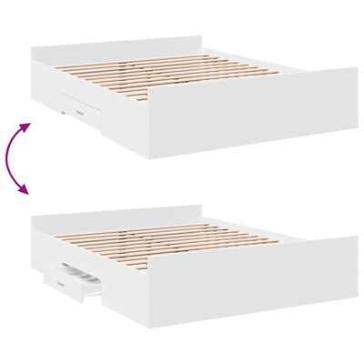 vidaXL Bed Frame with Drawers without Mattress White 160x200 cm