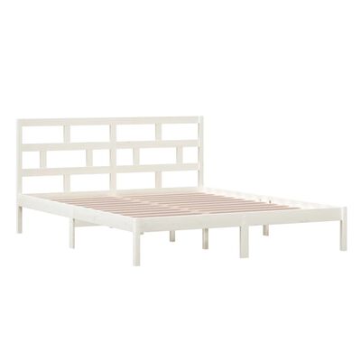 vidaXL Bed Frame without Mattress White Solid Wood 160x200 cm (810028+814205)