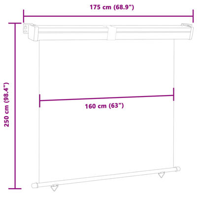 vidaXL Balcony Side Awning 175x250 cm Grey