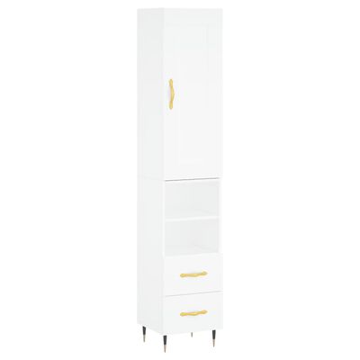 vidaXL Highboard White 34.5x34x180 cm Engineered Wood