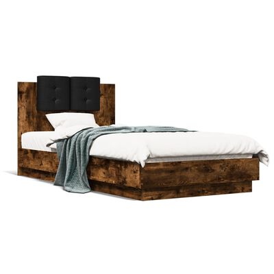 vidaXL Bed Frame without Mattress Smoked Oak 90x190 cm Single