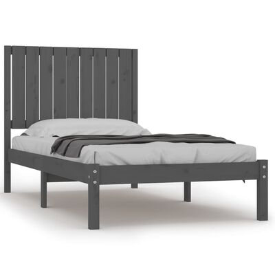 vidaXL Bed Frame without Mattress Grey 90x200 cm Solid Wood Pine