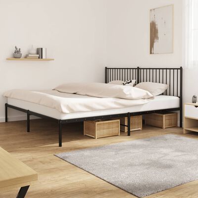 vidaXL Metal Bed Frame without Mattress with Headboard Black 193x203 cm