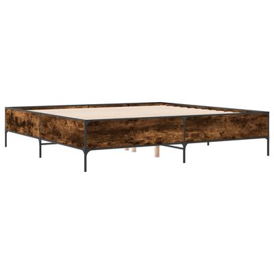 vidaXL Bed Frame without Mattress Smoked Oak 180x200 cm Super King