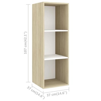 vidaXL 4 Piece TV Cabinet Set White and Sonoma Oak Engineered Wood