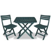 vidaXL 3 Piece Folding Bistro Set Plastic Green