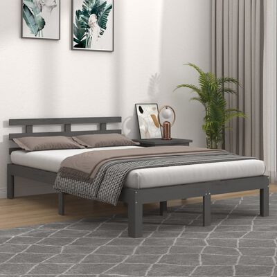 vidaXL Bed Frame without Mattress Grey 135x190 cm Double