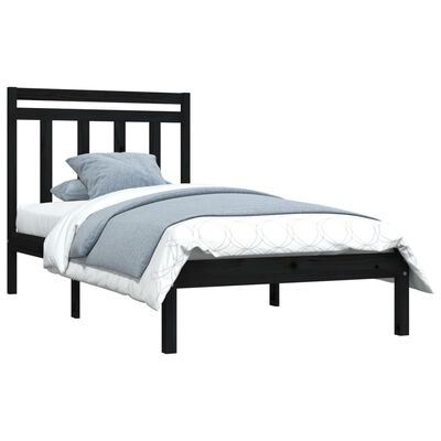 vidaXL Bed Frame without Mattress Black 100x200 cm Solid Wood