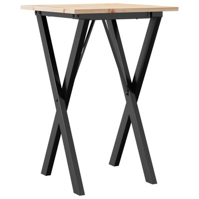 vidaXL Dining Table X-Frame 50x50x75 cm Solid Wood Pine and Cast Iron