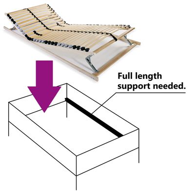 vidaXL Slatted Bed Base without Mattress with 28 Slats 7 Zones 80x200 cm