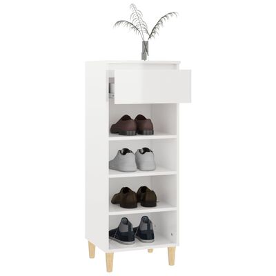 vidaXL Shoe Cabinet High Gloss White 40x36x105 cm Engineered Wood