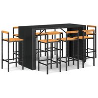 vidaXL 9 Piece Garden Bar Set Black Poly Rattan& Solid Wood Acacia