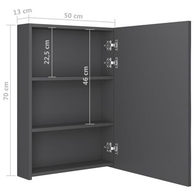 vidaXL LED Bathroom Mirror Cabinet Grey 50x13x70 cm