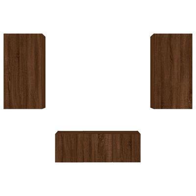 vidaXL 4 Piece TV Wall Units with LED Brown Oak Engineered Wood