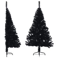 vidaXL Artificial Half Christmas Tree with Stand Black 150 cm PVC