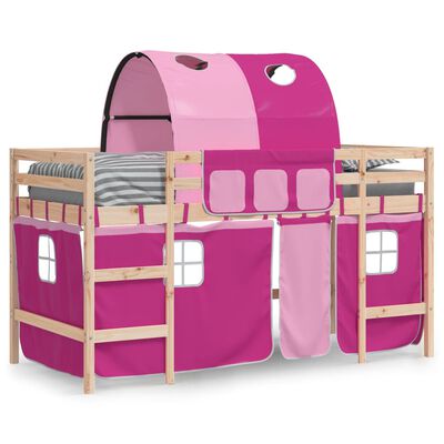 vidaXL Kids' Loft Bed with Tunnel without Mattress Pink 90x190 cm Single