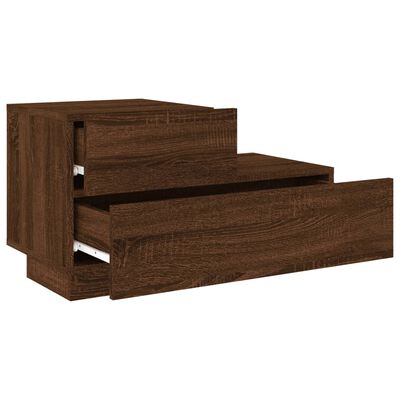 vidaXL Bedside Cabinet with LED Lights Brown Oak 70x36x40.5 cm