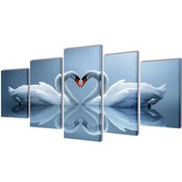 vidaXL Canvas Wall Print Set Swan 200 x 100 cm