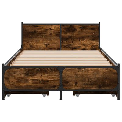 vidaXL Bed Frame with Drawers without Mattress Smoked Oak 75x190 cm Small Single