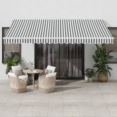 vidaXL Manual Retractable Awning Anthracite&White 450x300 cm