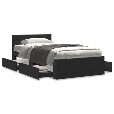 vidaXL Bed Frame with Headboard without Mattress Black 75x190 cm Small Single