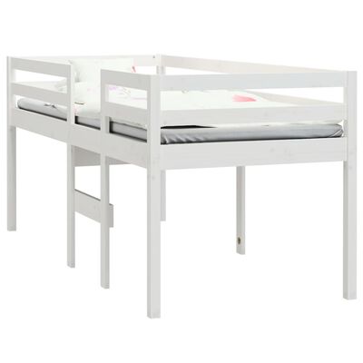 vidaXL High Sleeper Bed without Mattress White 75x190 cm Small Single Solid Wood Pine