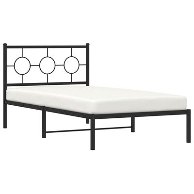 vidaXL Metal Bed Frame without Mattress with Headboard Black 100x190 cm