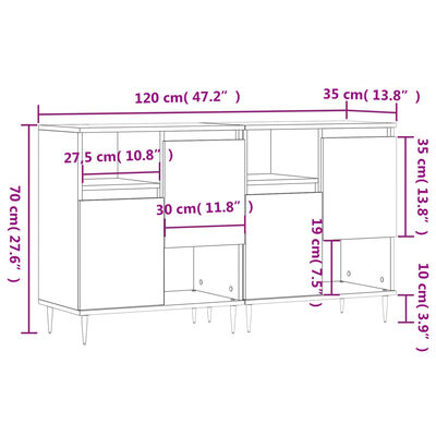 vidaXL Sideboards 2 pcs Sonoma Oak Engineered Wood