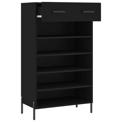 vidaXL Shoe Cabinet Black 60x35x105 cm Engineered Wood