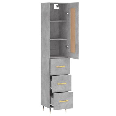 vidaXL Highboard Concrete Grey 34.5x34x180 cm Engineered Wood