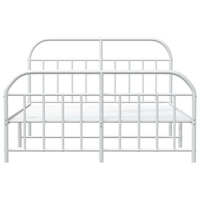 vidaXL Metal Bed Frame without Mattress with Footboard White 135x190 cm Double