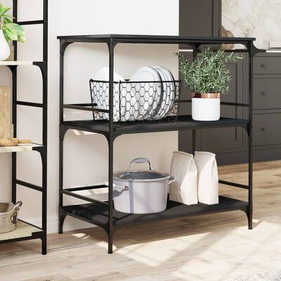 vidaXL Kitchen Trolley Black 100.5x50x105 cm Engineered Wood