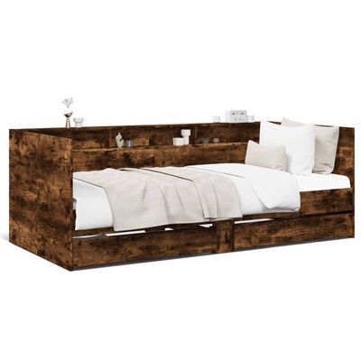 vidaXL Daybed with Drawers without Mattress Smoked Oak 75x190 cm Small Single