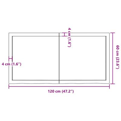 vidaXL Table Top 120x60x(2-4) cm Untreated Solid Wood Oak