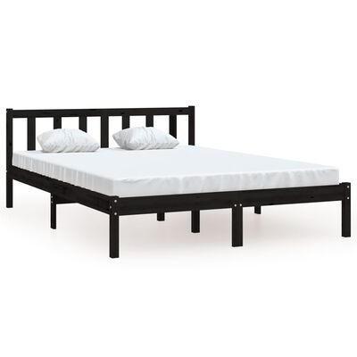 vidaXL Bed Frame without Mattress Black Solid Wood 160x200 cm