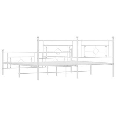 vidaXL Metal Bed Frame without Mattress with Footboard White 193x203 cm