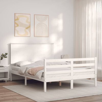 vidaXL Bed Frame without Mattress White 140x200 cm Solid Wood