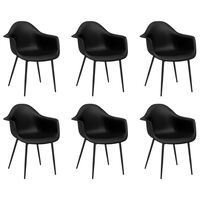 vidaXL Dining Chairs 6 pcs Black PP