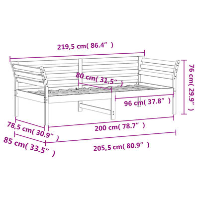 vidaXL Day Bed without Mattress Wax Brown 80x200 cm Solid Wood Pine