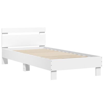 vidaXL Bed Frame without Mattress with Headboard White 90x200 cm