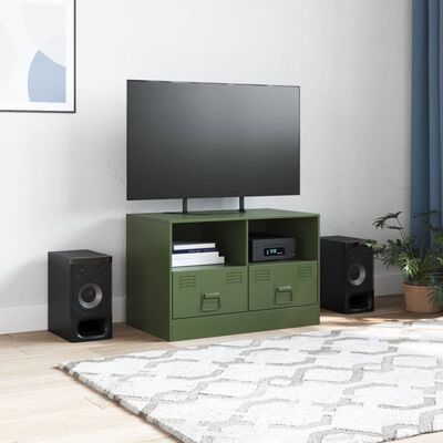 vidaXL TV Cabinet Olive Green 67x39x44 cm Steel