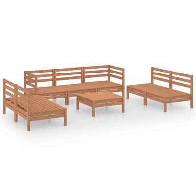 vidaXL 8 Piece Garden Lounge Set Honey Brown Solid Pinewood